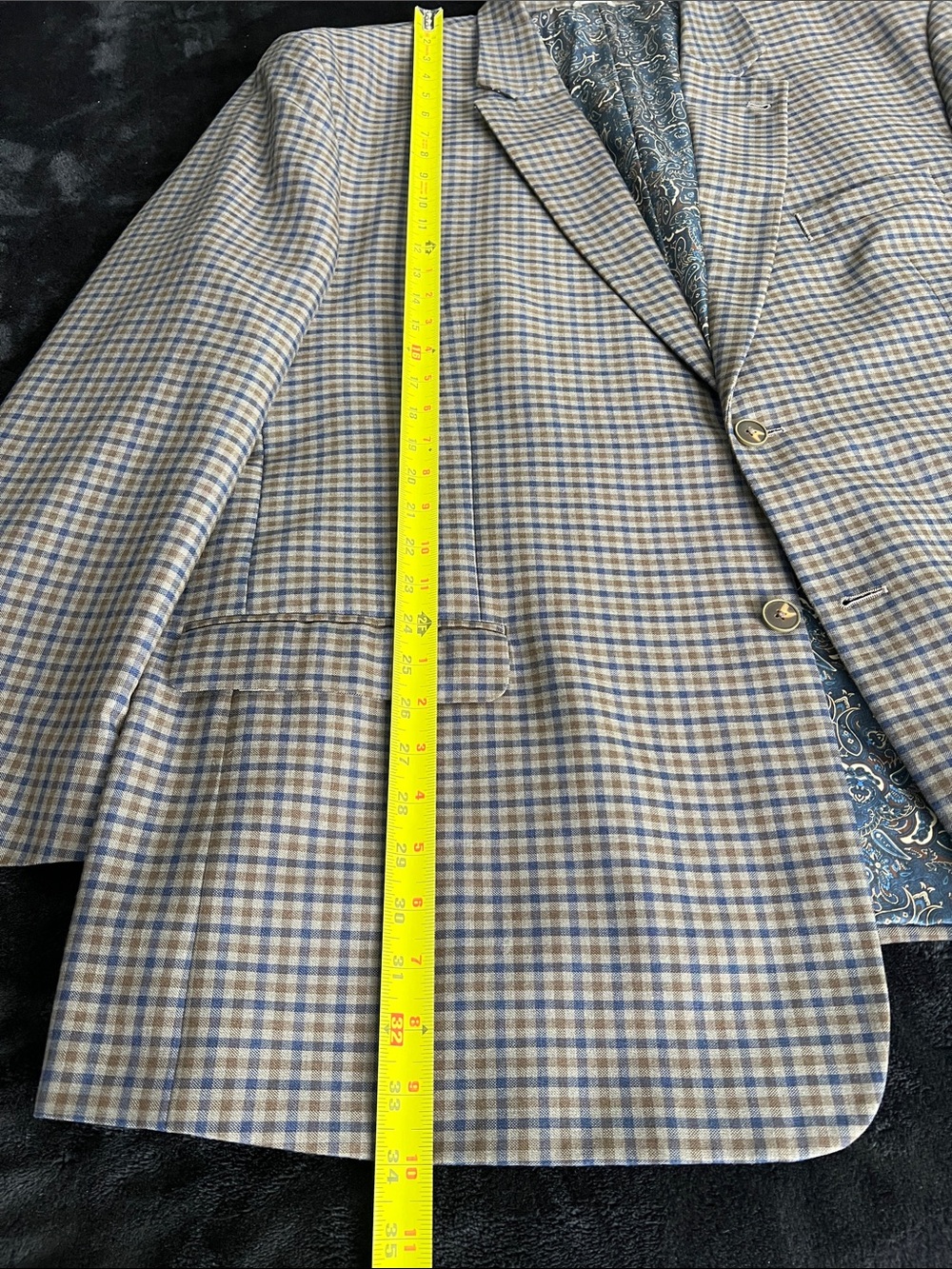 Classic Men's Checked Sport Coat in Blue and Brown - Picture 8 of 10